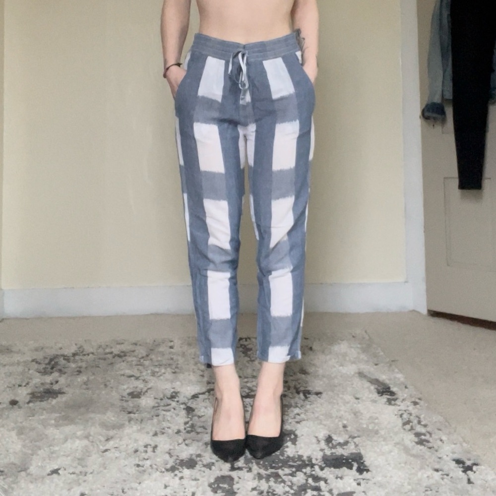 Current/Elliott Blue and White Ankle Cropped Pants - Picture 2 of 9